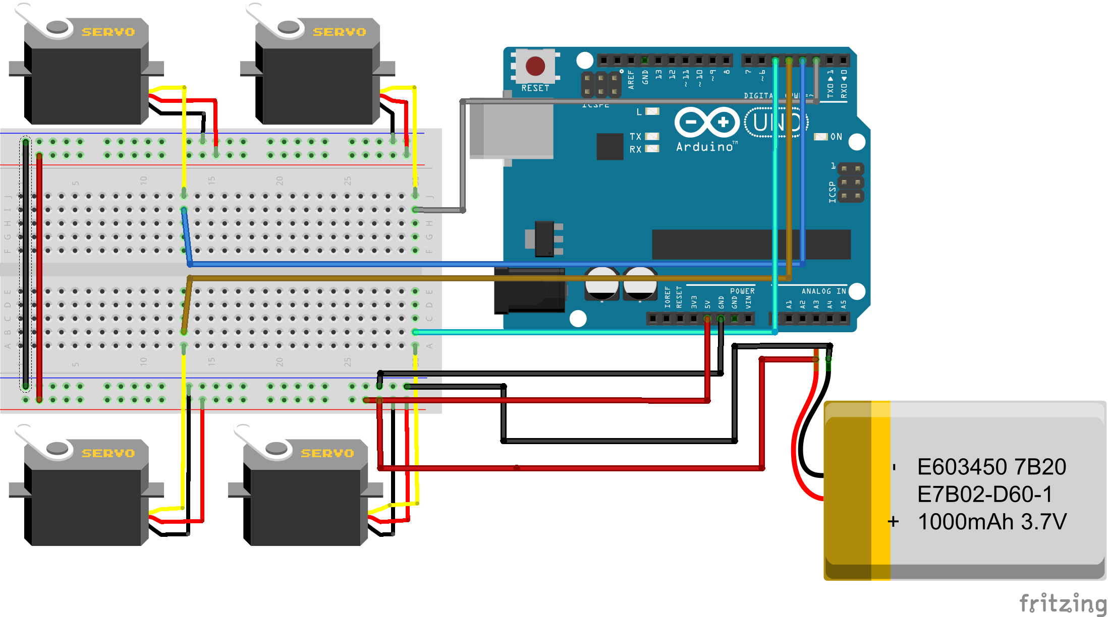Arduino resets automatically 4 servos General Electronics Arduino