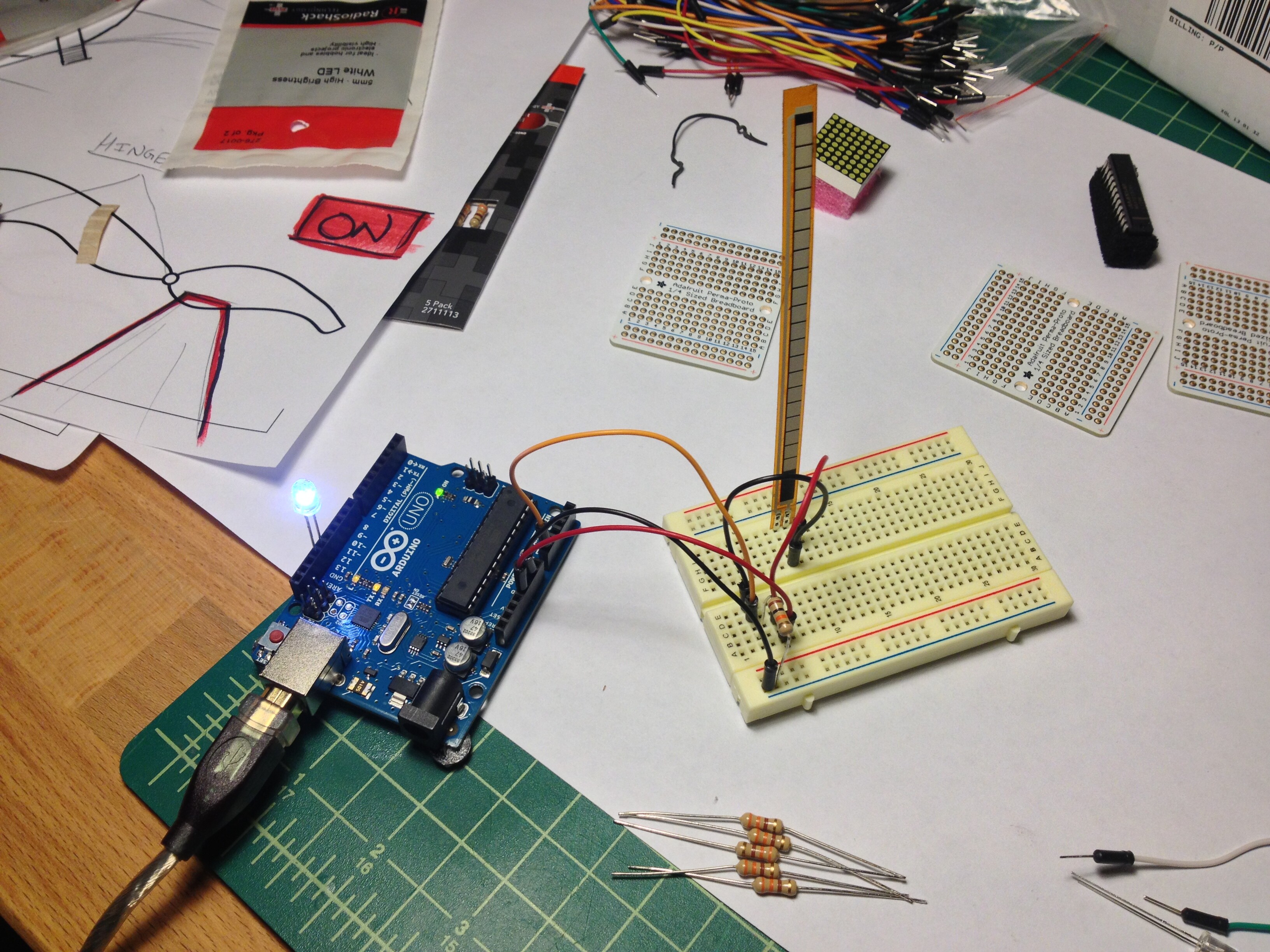 Flex Sensor and Mini 8X8 LED Matrix???? - LEDs and Multiplexing ...