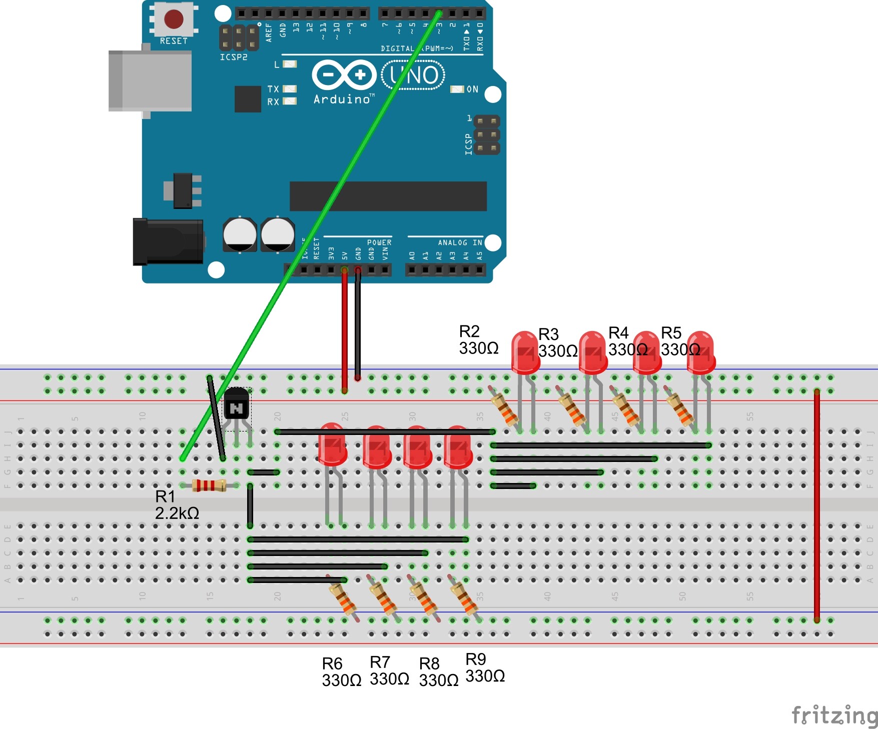 pulse 8 white LEDs from arduino nano using lib - LEDs and Multiplexing ...