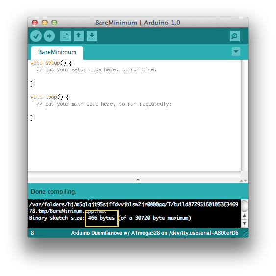 Blank sketch takes up 466 bytes??? - Programming Questions - Arduino Forum