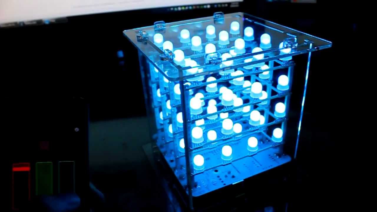 Iphone Controlled 4x4x4 LED Cube Rainbowduino