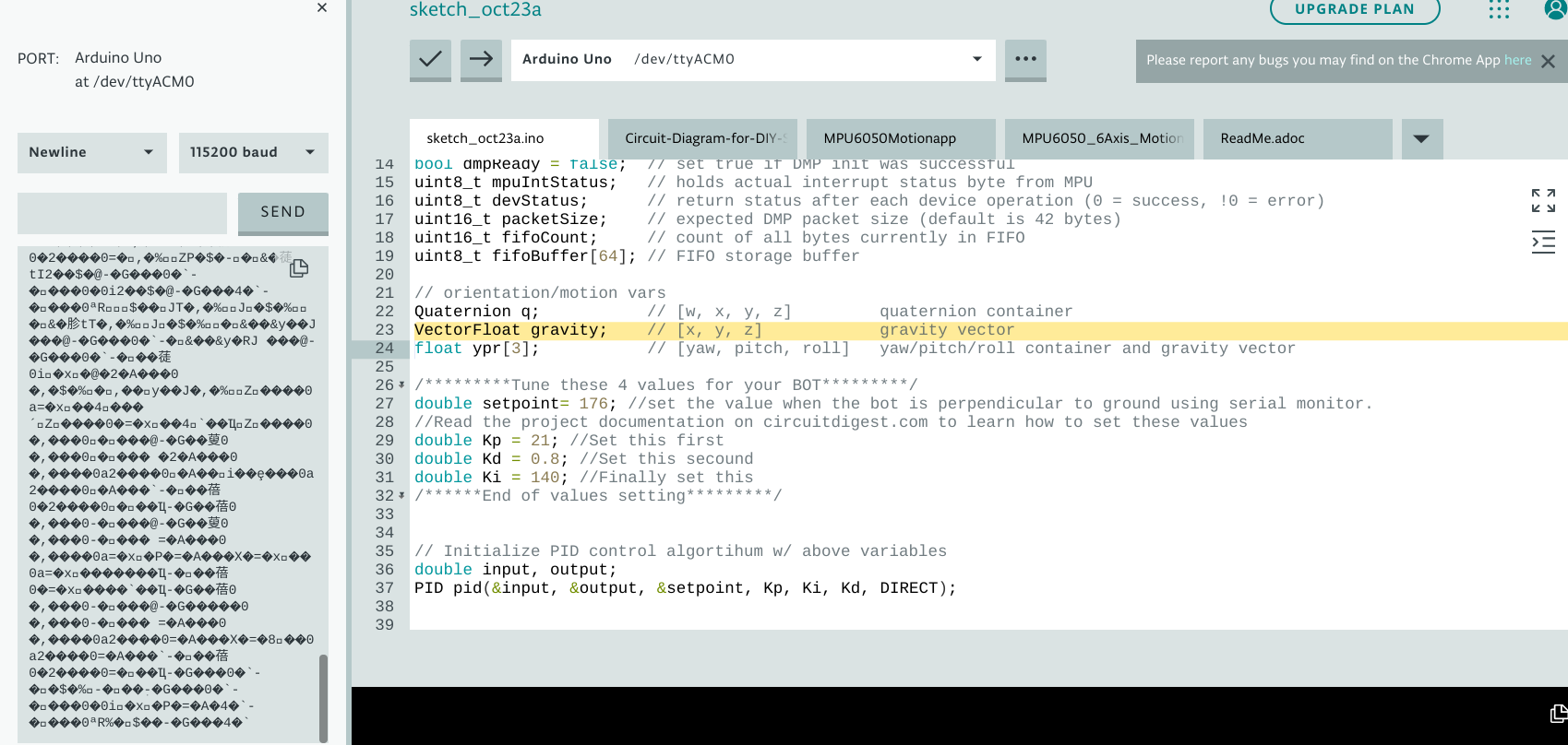 Issue with Data from Serial Monitor for Self Balancing Robot - Project ...