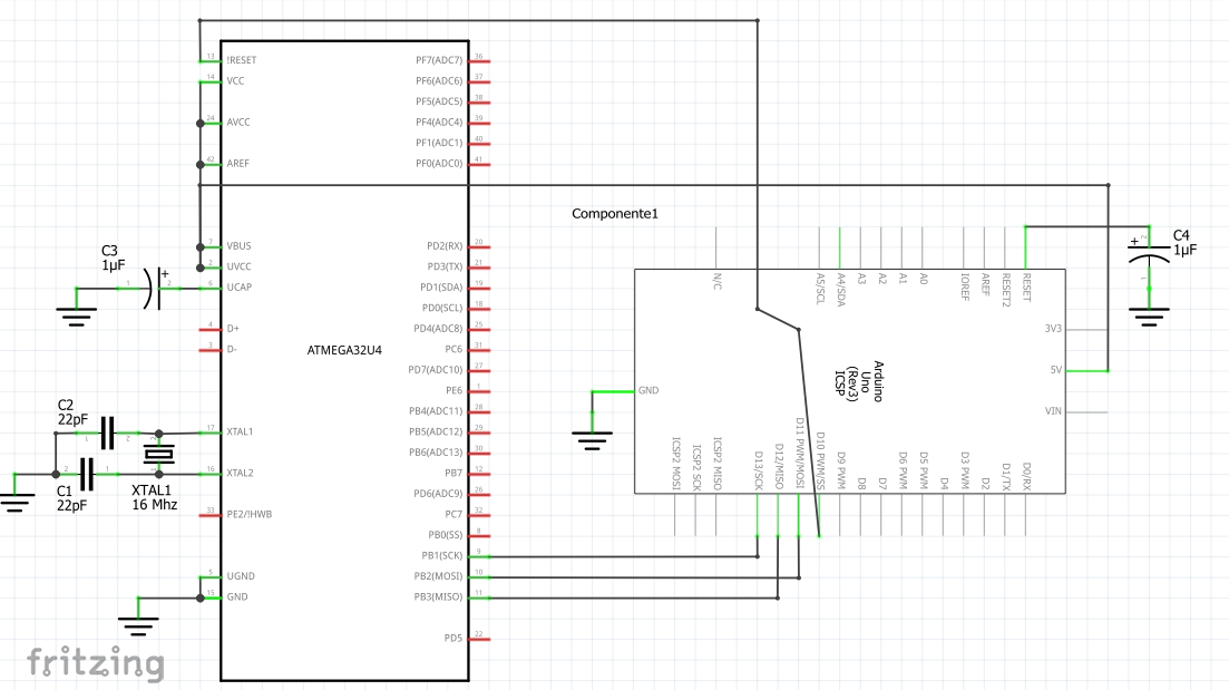 ATmega32u4 usb powered minimal bootloader and test circuit - 3rd Party ...
