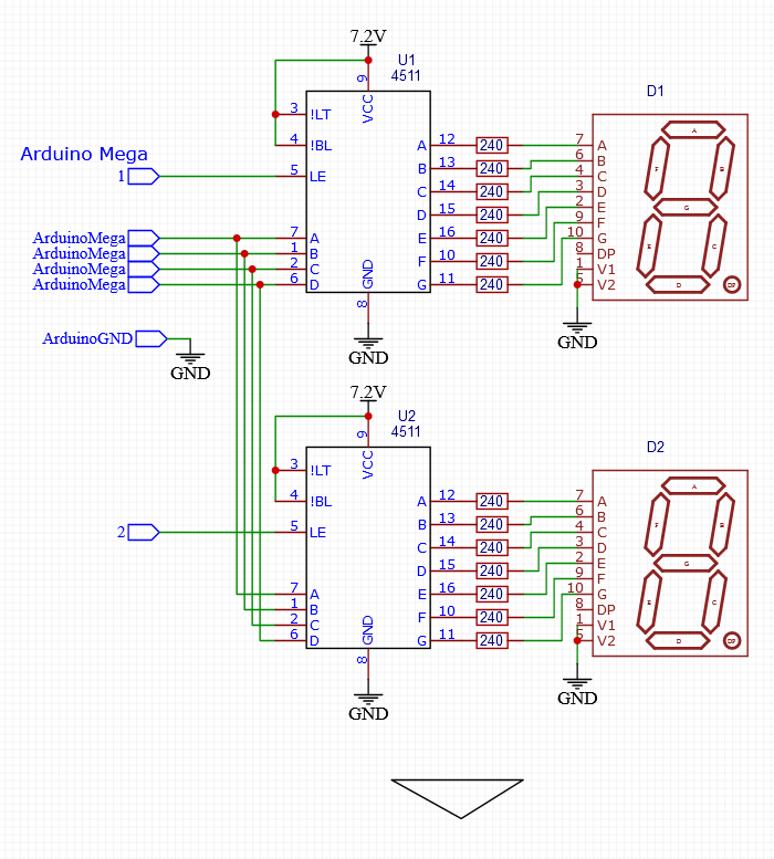 Wiring Schematic for 8 digit seven segment (7.2 volt) display - General ...