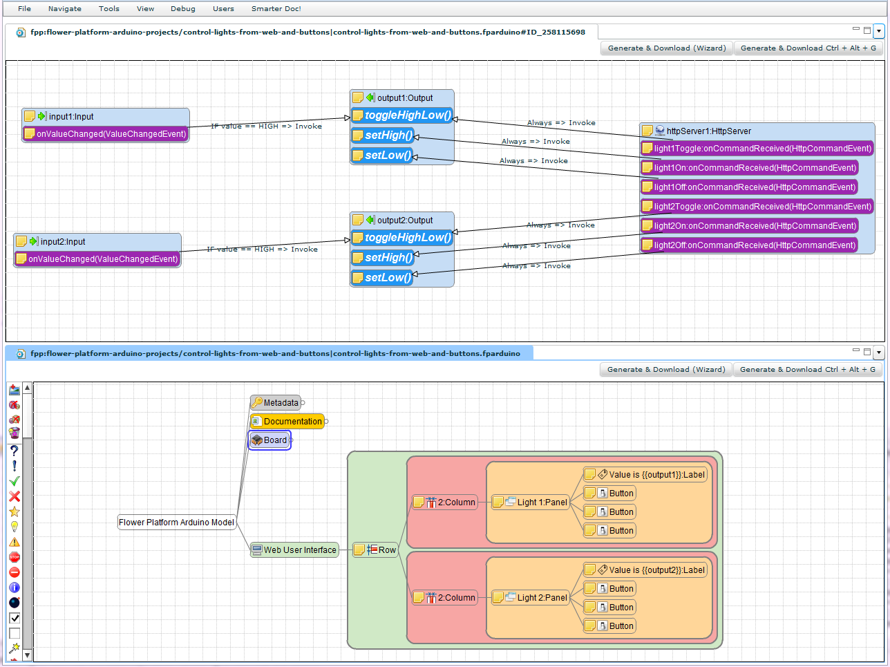 Flowerino: draw diagrams, generate code and then control your Arduino ...