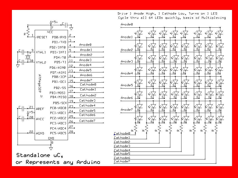 8X8 Led Matrix: Code and Setup Query - LEDs and Multiplexing - Arduino ...