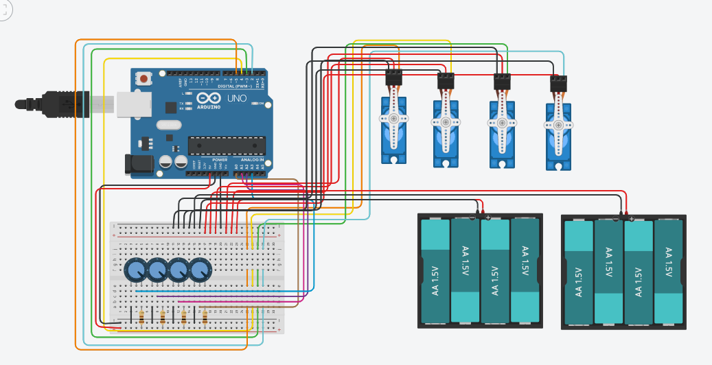 Controlling multiple servos with potentiometers - LEDs and Multiplexing ...