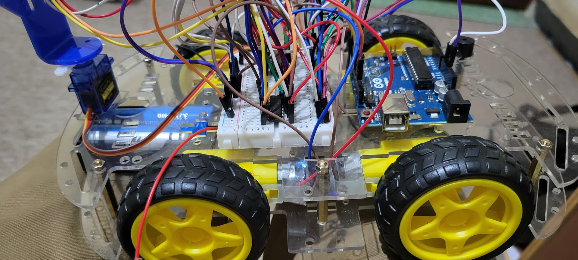 Obstacle avoiding car - Ultrasonic sensor only detects 1/4 of obstacles ... image.