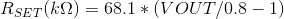Equation to calculate resistor value
