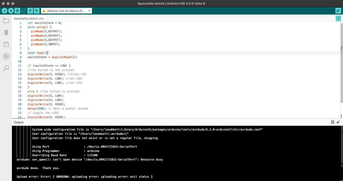 I can't manage to upload my code to my Ardino Uno! - Programming ...