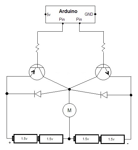 OWI - OWI-535 Robotic Arm Edge - Schematic - Single Motor - Transistors - Two Pins.jpg