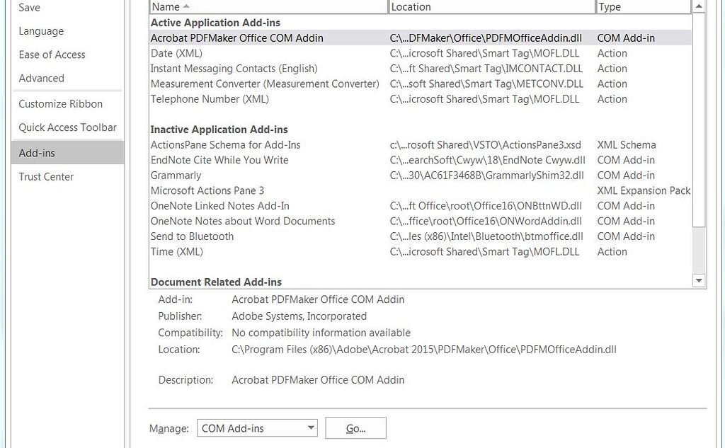 Endnote keeps disappearing from the Word 2016 toolbar EndNote How To