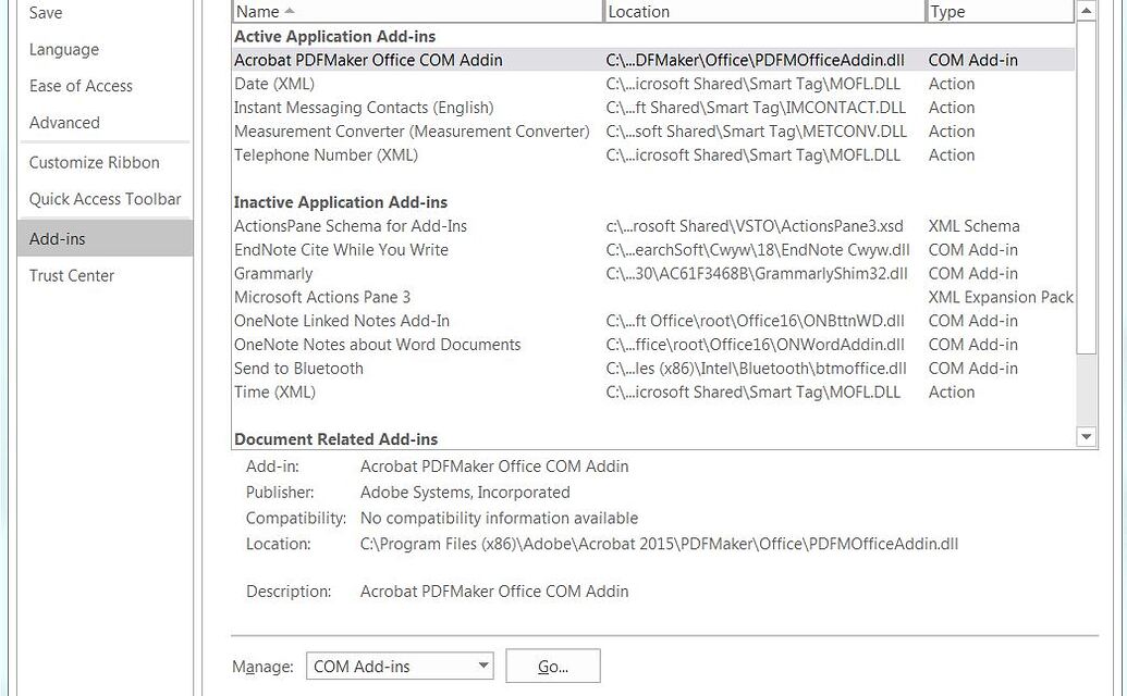 Endnote keeps disappearing from the Word 2016 toolbar EndNote How To
