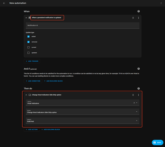 Automation: Indicator Change Triggered by Notification