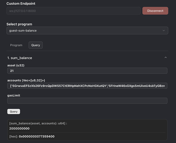 Execute query