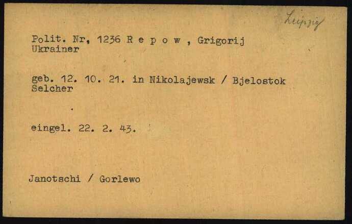 Document from the Arolsen Archives with the ID: 6919115