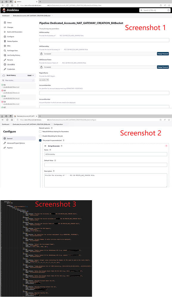 Parameters in the build with parameters using jenkins jenkins