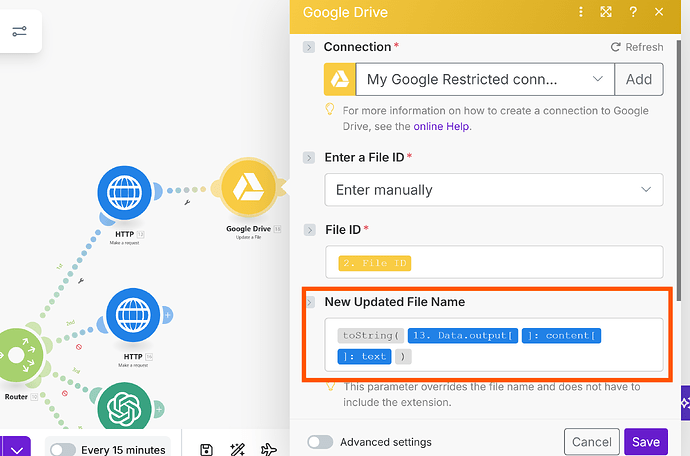 google drive mapping name