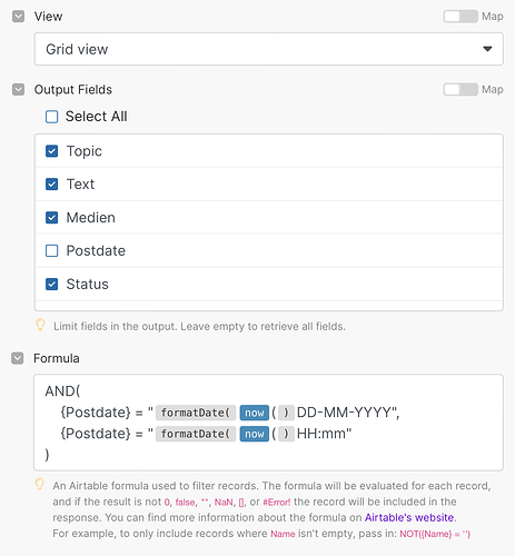 Airtable Search Records Formula does not Output Bundle - How To 