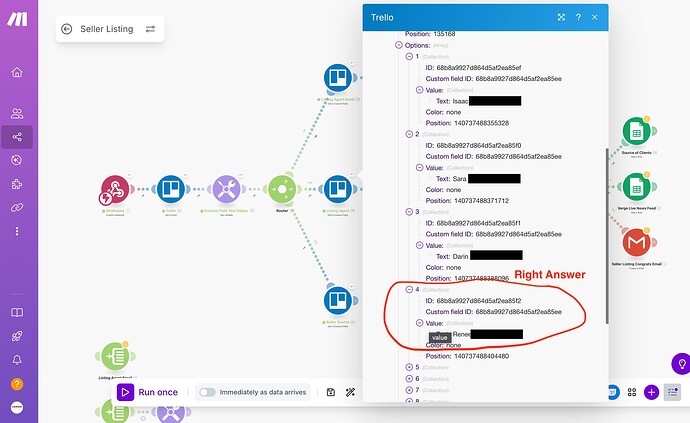 Agent Name - Trello: Get a Custom Field Results