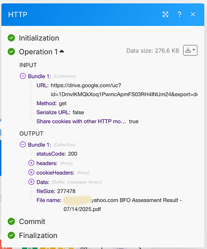 HTTP module input, output