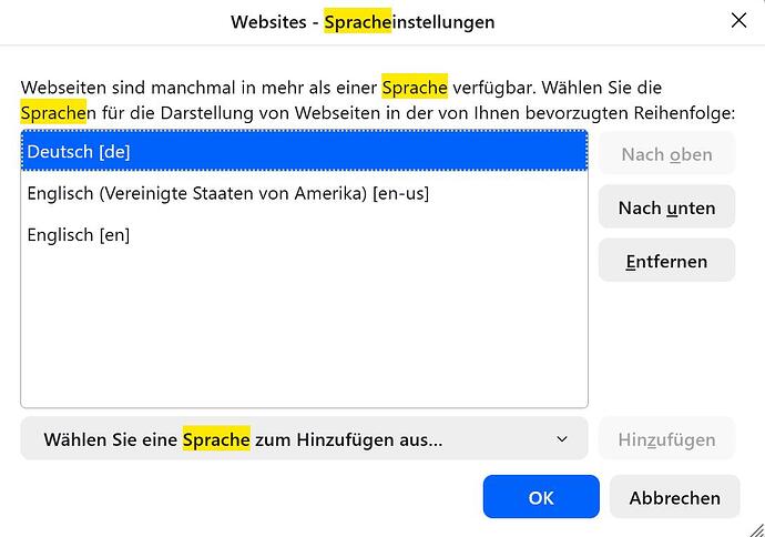 Spracheinstellung Firefox