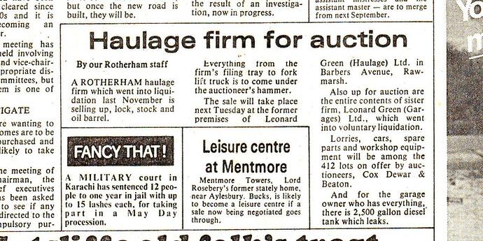 The Rotherham Star Tuesday 2nd May 1978 Price 8 Pence Page 1 Front page Haulage Firm for Auction.jpg.jpg