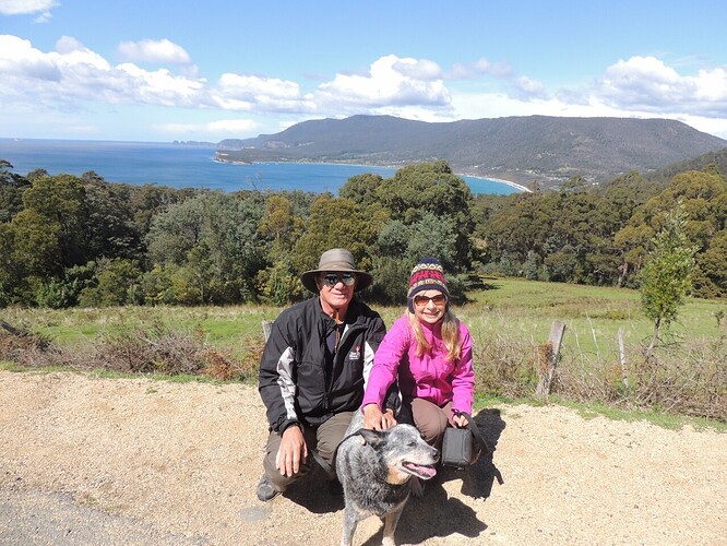 Jeff, Maryse & Shadow, Eaglehawk Neck, Tasmania, Australia