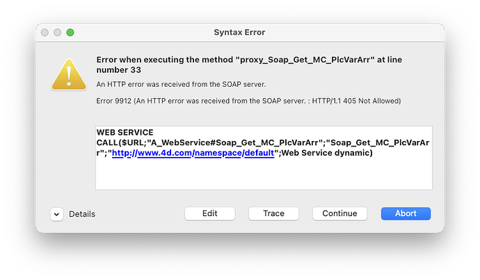 vez 超希少1stEP /DISS/CODE/SESSION/SEND/4/ SOAP Problem to connect - English Community - 4D Forum