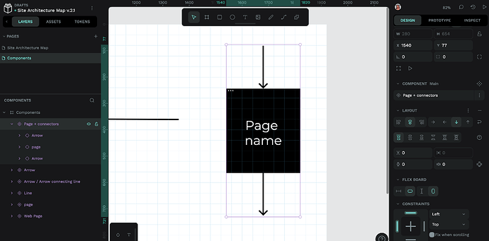 Page + connectors flex layout.
