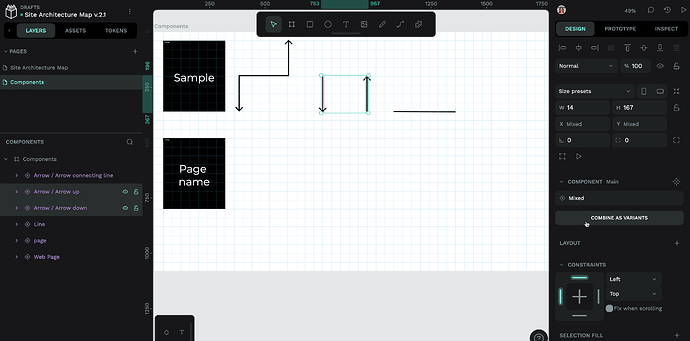 Combining components as variants.