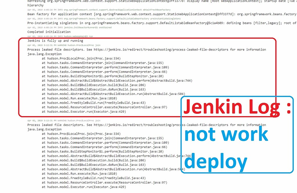 Jenkin deploy Katalon failure ( Jenkin log processleakedfile