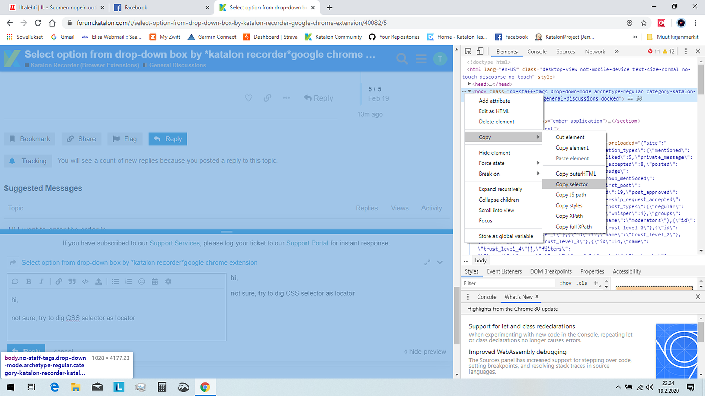 Select option from dropdown box by *katalon recorder*google chrome