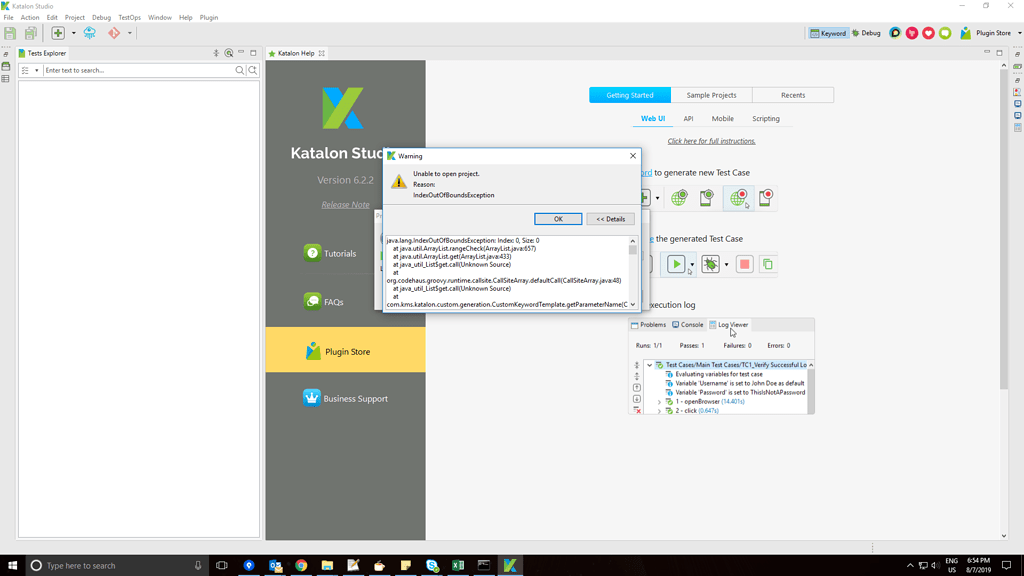 Unable to open project after adding a plugin - Katalon Studio - Katalon ...