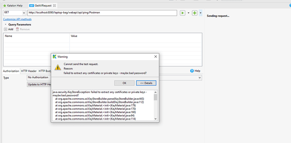 "java.security.KeyStoreException failed to extract any certificates or