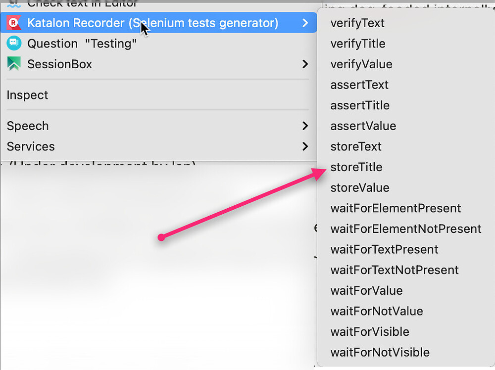 How to add a command to the rightclick context menu Katalon Recorder