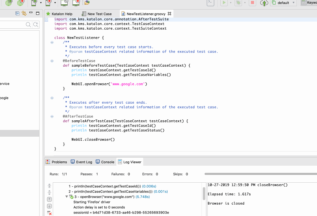 TestListener: execute before and after test method twice - Katalon ...