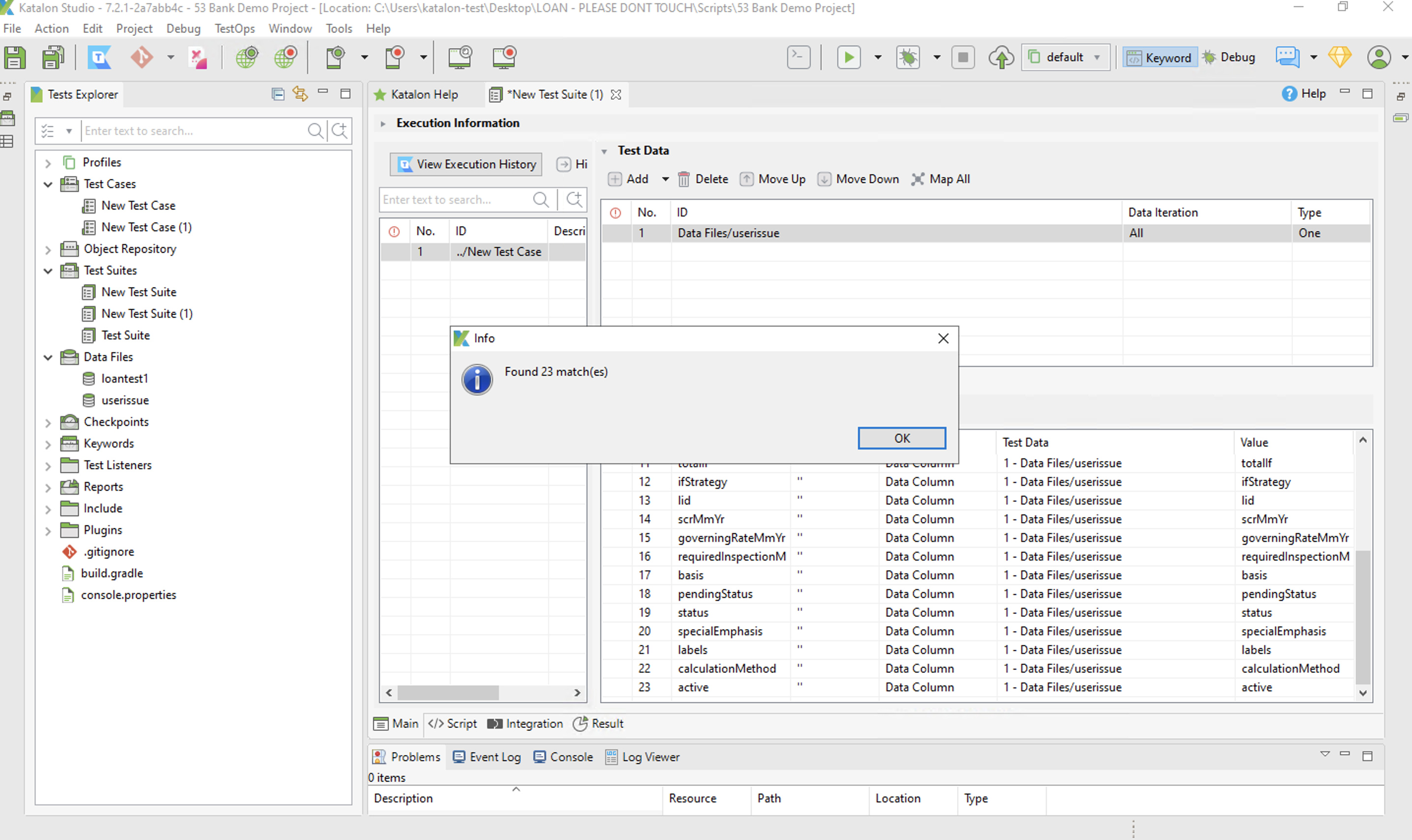 Data Driven Katalon refuses to bind half of variables Katalon