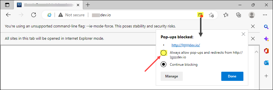 Edge In IE Mode How To Disable Pop up Block Katalon Studio 