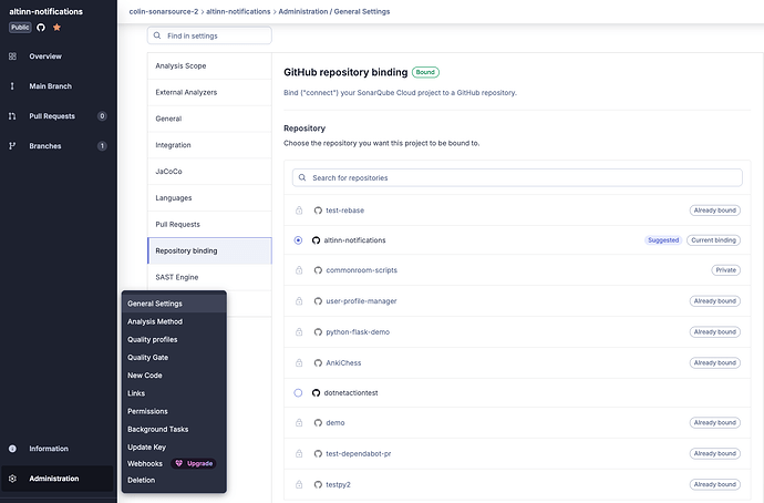 Project Binding Screenshot
