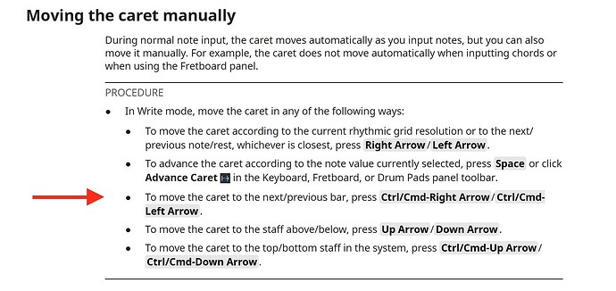 Moving the caret