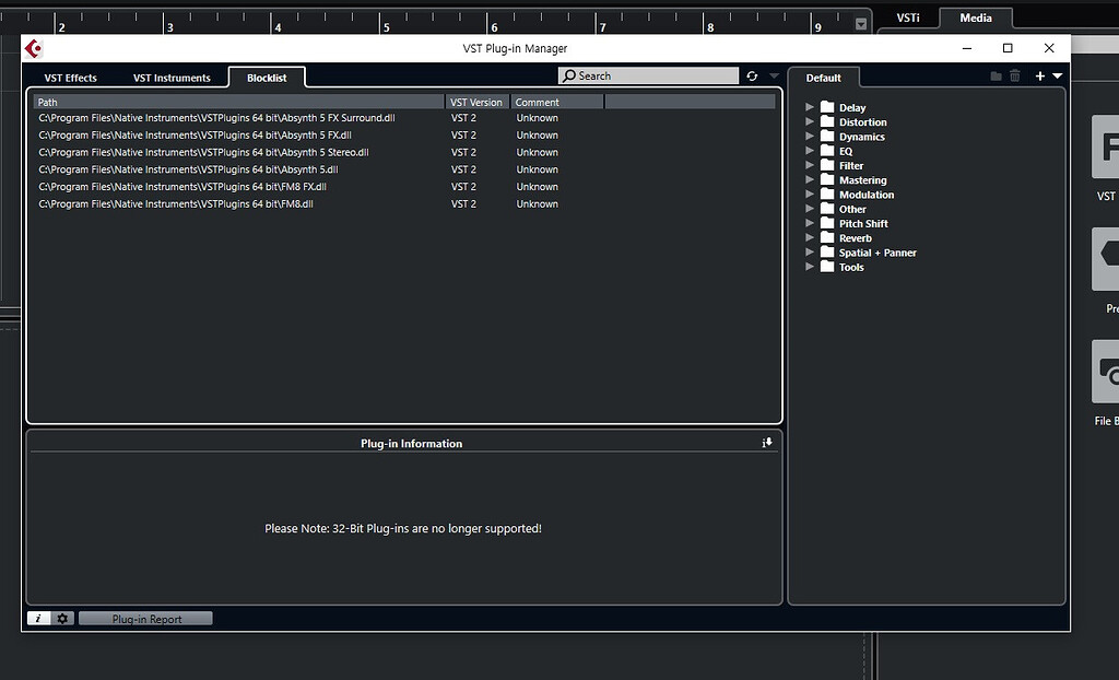 Cubase 10 recognizes the native instrument as vst2 and puts it on the