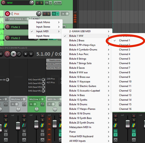 8 Select your prt and MIDI channel