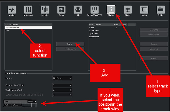Track setting window