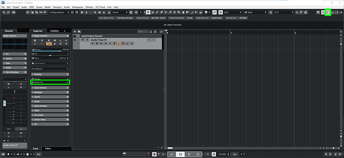 1. Steinberg Cubase - Inspector - Routing - Output Routing 2