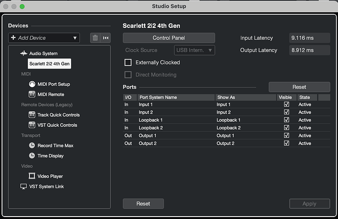 Studio Setup Scarlett 2i2