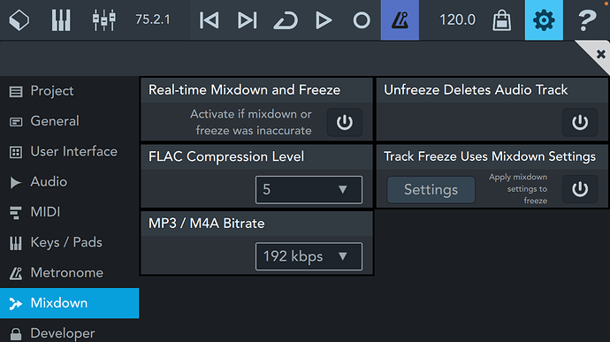 Mixdown Bitrate Options