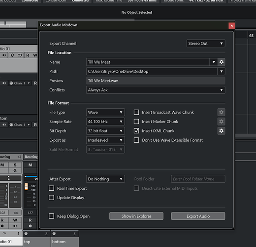 cubase micdown window