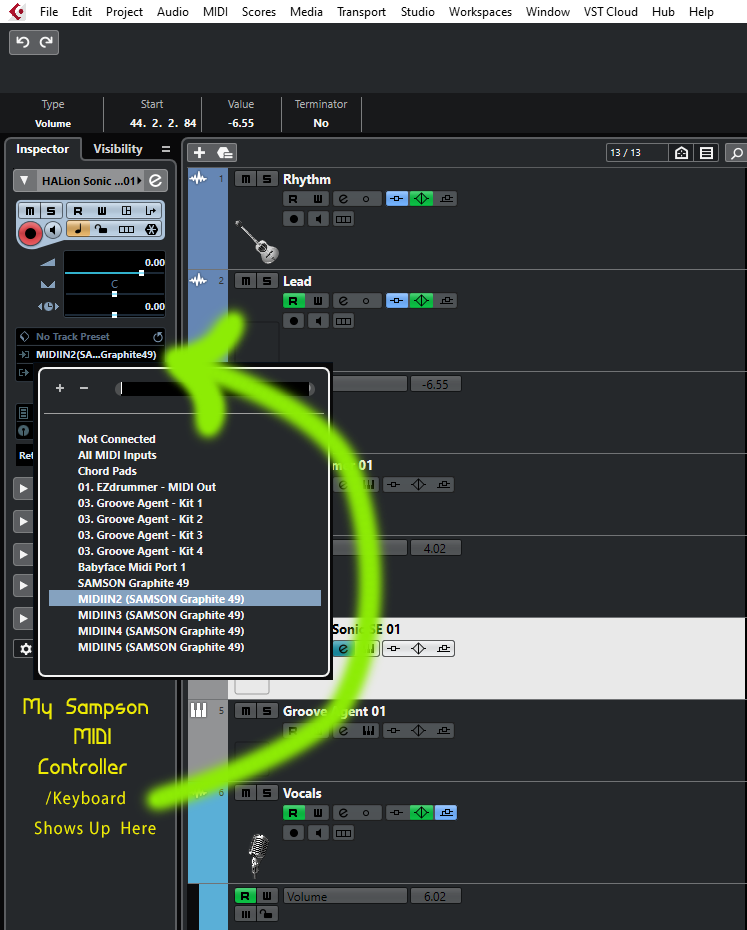 MIDI Input from Controller /Keyboard Not Being Recognized? Cubase