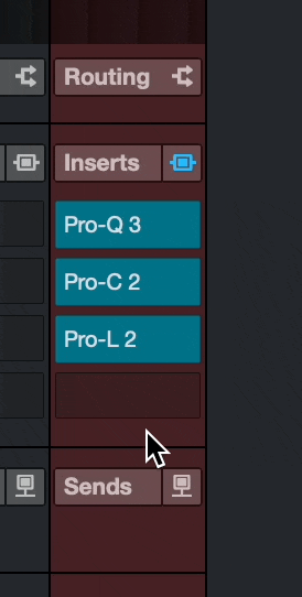 sort order of inserts cubase